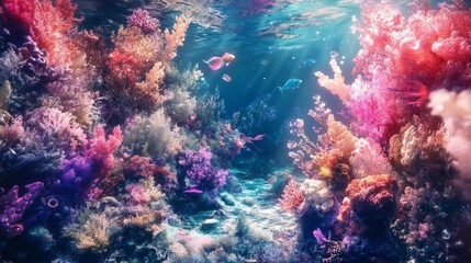 Naklejka premium Glassmorphism Fish & Holographic Reefs: An Immersive AR Underwater Experience 1