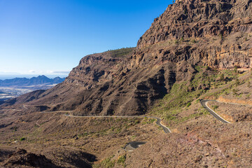 Mountain landscape. View from the observation deck - Mirador de San Nicolas. Gran Canaria. Canary Islands. Spain.