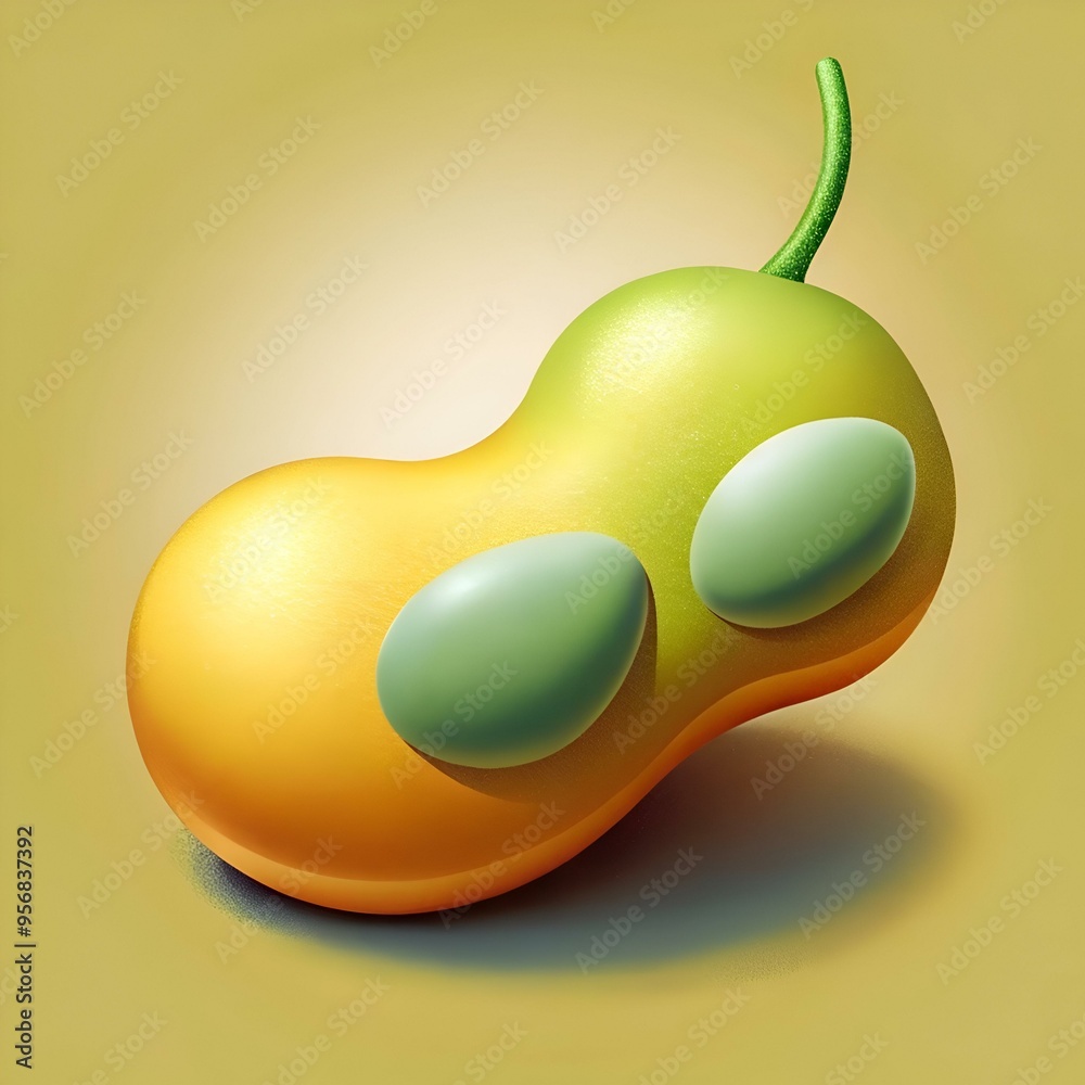 Wall mural cute 3d illustration of a wax bean with a playful. cartoonish style.