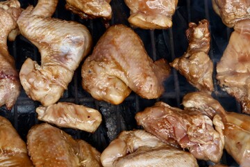 Aerial View of Sizzling Chicken on the Grill: BBQ Perfection