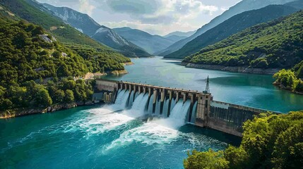 Fototapeta premium hydroelectric dam in a mountain autumns