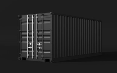 3d render illustration of a cargo container. Perspective view.
