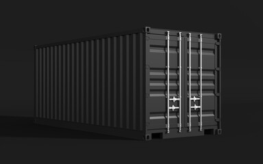 3d render illustration of a cargo container. Perspective view.