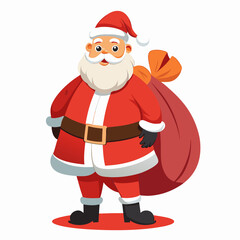 Santa Claus vector illustration of cartoon character, New Year Santa on white background