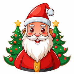 Santa Claus vector illustration of cartoon character, New Year Santa on white background