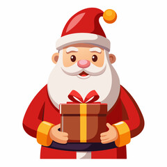 Santa Claus vector illustration of cartoon character, New Year Santa on white background