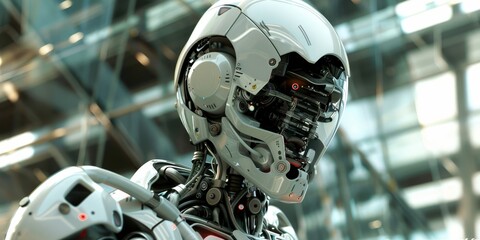 Fototapeta premium Cyborg technology integrating human and machine for enhanced capabilities