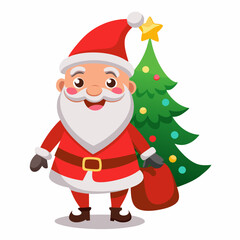 Santa Claus vector illustration of cartoon character, New Year Santa on white background