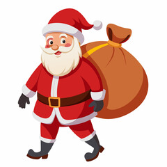 Santa Claus vector illustration of cartoon character, New Year Santa on white background