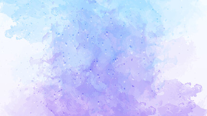 Watercolor purple and blue background with paint spots splatter
