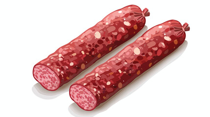 Two Stylized Salami Sausages Isometric Vector