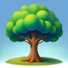 A charming 3D illustration of a stylized tree with a whimsical. cartoon like design.