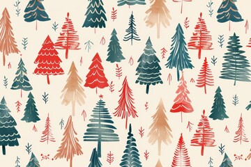 Obraz premium Christmas trees pattern wallpaper with festive design for holiday decor.