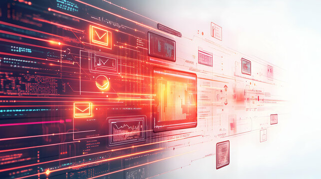 Glossy E Learning Interface concept as A glossy abstract interface design with glowing elements representing an e learning platform ideal for banners or online advertisements promoting educational ser