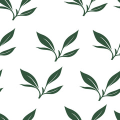 green leaves vector pattern background. Green tea leaf seamless pattern. tea leaves pattern background. seamless patterns with green leaves of tea.