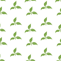 green leaves vector pattern background. Green tea leaf seamless pattern. tea leaves pattern background. seamless patterns with green leaves of tea.