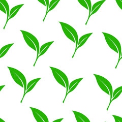 green leaves vector pattern background. Green tea leaf seamless pattern. tea leaves pattern background. seamless patterns with green leaves of tea.