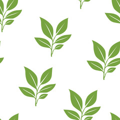 green leaves vector pattern background. Green tea leaf seamless pattern. tea leaves pattern background. seamless patterns with green leaves of tea.