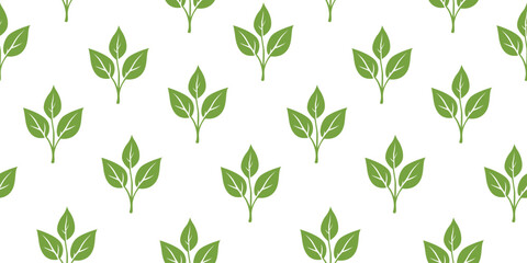 green leaves vector pattern background. Green tea leaf seamless pattern. tea leaves pattern background. seamless patterns with green leaves of tea.