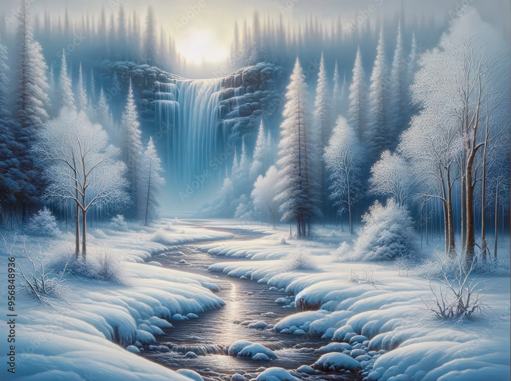 Poster Winter landscape art