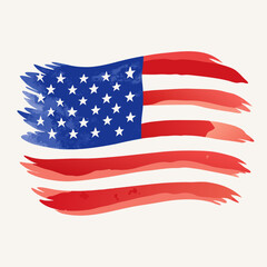 Obraz premium watercolor art of America Flag in plain white background