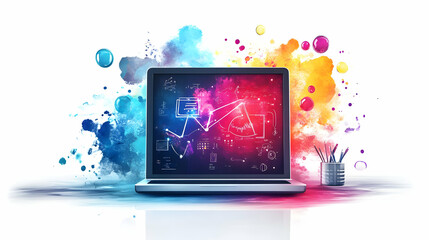 Glossy Interactive Learning Session concept as A glossy vibrant image of an interactive online learning session with sleek digital tools and a modern background ideal for advertisements or banners pro