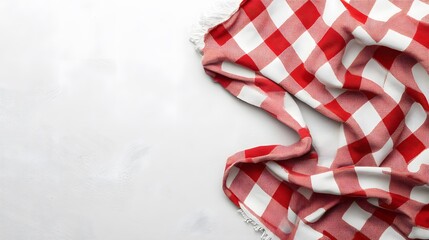 Red and White Checkered Tablecloth on a White Surface