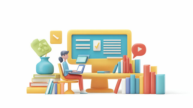 Glossy Online Tutoring Session concept as A glossy image of an online tutoring session with the tutor and student interacting through sleek digital devices perfect for advertisements or banners promot