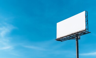 Blank Billboard with Clear Blue Sky Background. AI generated illustration