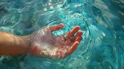 tactile sensation hand immersed in cool refreshing water sensory experience concept digital illustration