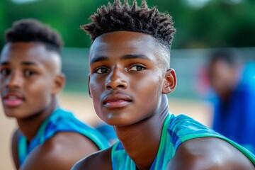 Streetball team, matching jerseys, coordinated plays dominate the court with seamless teamwork