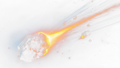 Fiery Meteor Soaring with a Flaming Tail, Isolated on transparent background