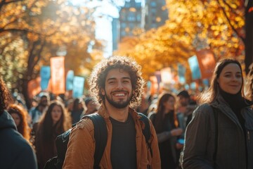 A diverse group of Americans celebrating Smoking Cessation Day with joy and support, in a park setting. Generative AI
