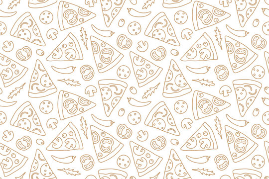 seamless restaurant, menu, italian pizza pattern- vector illustration