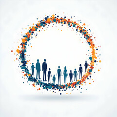 Obraz premium Glowing Abstract Family Circle with Grandparents and Grandchildren concept as A sleek digital art banner showcasing a glowing abstract circle with icons representing grandparents and grandchildren rad