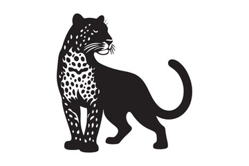 Elegant Leopard Silhouette in Black Vector Design