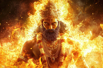 The Fiery Gaze of Agni: A Digital Depiction of the Hindu God of Fire
