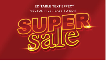 super sale typography Editable text effect 3d Traditional Cartoon template style premium vector