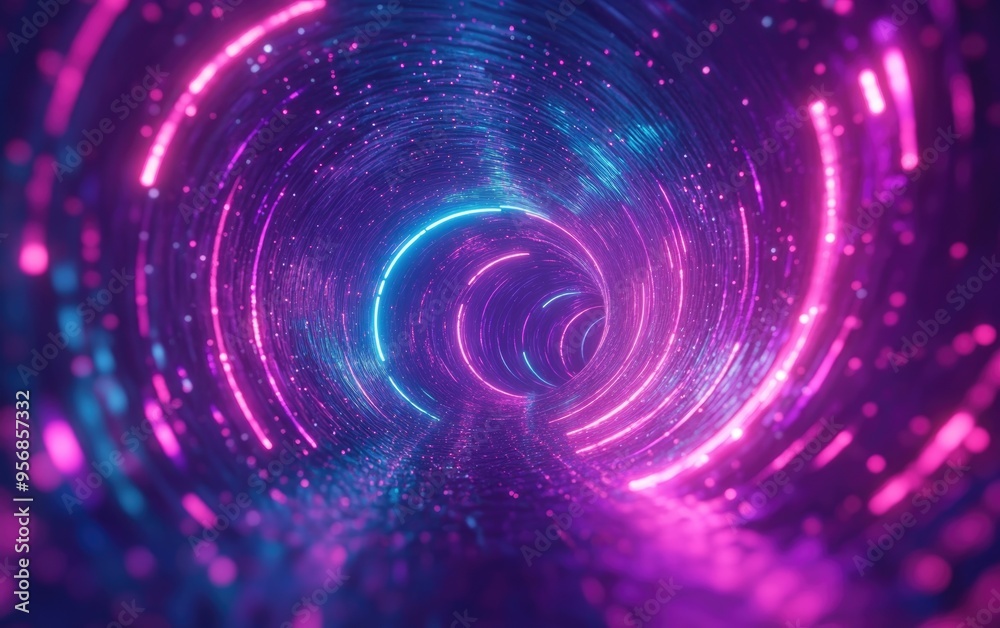 Poster 3d illustration of a cartoon rendered tunnel or wormhole depicting a connection between different un