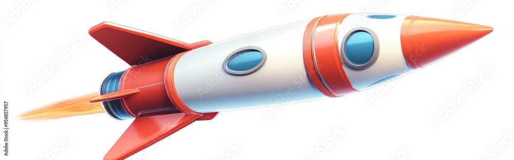 Leinwandbilder spaceship concept illustrated by a rocket icon in a 3d cartoon rendering isolated and flat design