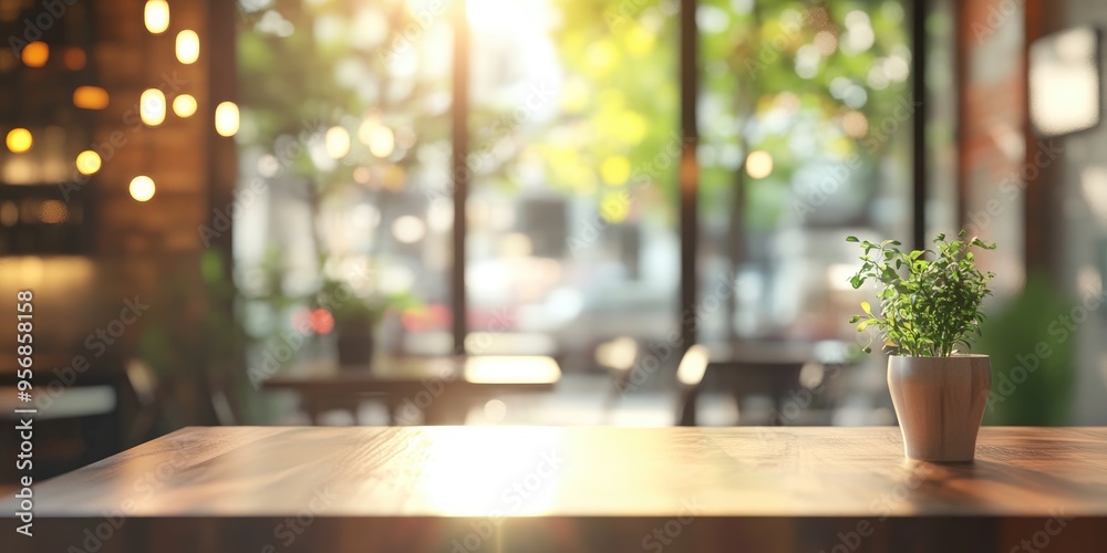 Poster 3d rendering of a blurred abstract background in a cafe setting