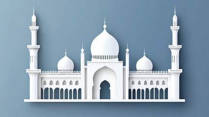 Islamic Mosque Rendered in Intricate 3D Paper Cut Design Artwork