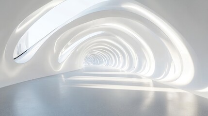 Obraz premium Abstract 3D Rendering of a White Architectural Tunnel Background