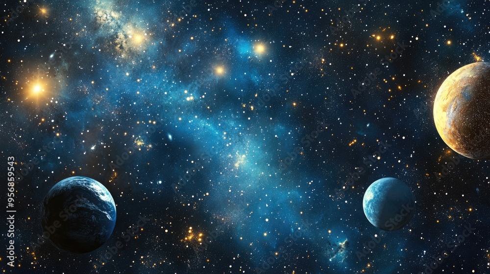 Poster 3d cartoon depiction of a starry outer space background texture