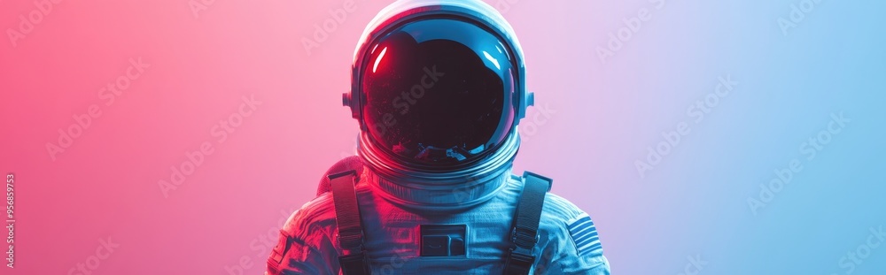 Poster astronaut in mixed media on a white background rendered in 3d cartoon style