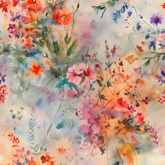 seamless watercolor floral primitive wallpaper