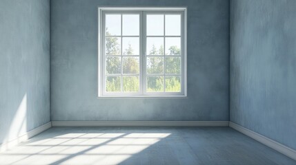 Empty interior with a window featuring 3D rendering