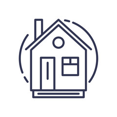 Minimalist line art of a house symbolizing residential property, home ownership, and real estate.