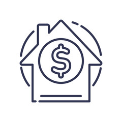 Outline of a house with a dollar sign, symbolizing property investment and real estate value.