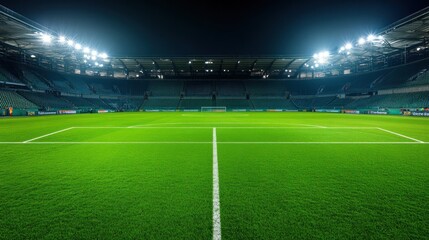 Fototapeta premium Empty Football Stadium at Night